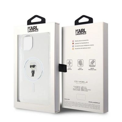 8. Karl Lagerfeld IML Ikonik MagSafe Hülle für iPhone 15 Plus – transparent