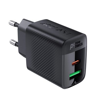 3. Acefast A78 GaN USB-A / USB-C PD 20W Netzwerkladegerät - Schwarz