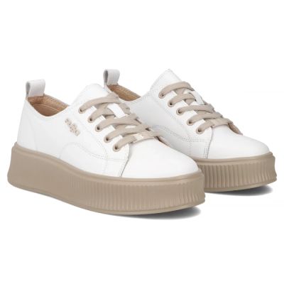 5. Leder-Plateau-Sneaker, weiß, Filippo DP6122