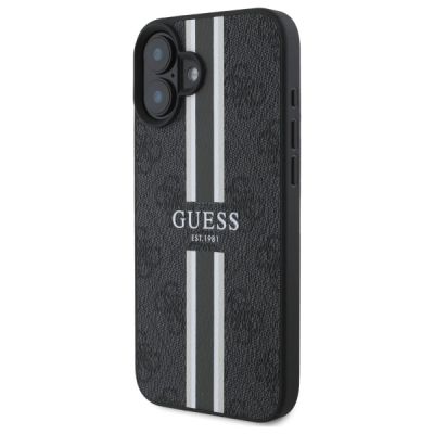 2. Guess 4G Printed Stripes MagSafe-Hülle für iPhone 16 – Schwarz