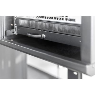 3. Tastaturablage mit Schloss 19" 1HE Digitus schwarz RAL 9005