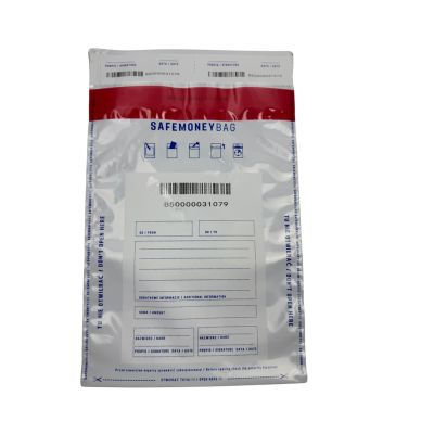 SAFEMONEYBAG Transparente Schließfachumschläge B5 (190 mm x 260 mm + 35 mm), 100 Stück pro Packung