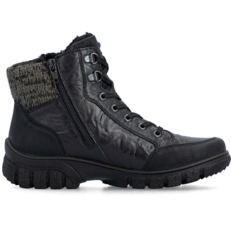2. Rieker Z7230-00 Wasserdichte Leder-Damenstiefel Schwarz