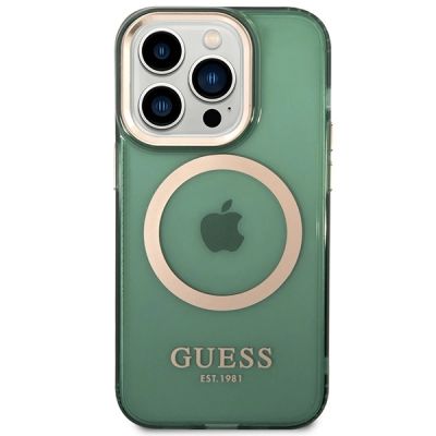 3. Guess GUHMP14XHTCMA iPhone 14 Pro Max 6,7" grün/khaki Hartschale Gold Outline Translucent MagSafe