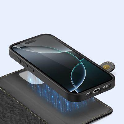 5. Dux Ducis Lawa Lederhülle für iPhone 16 Pro Max - Schwarz