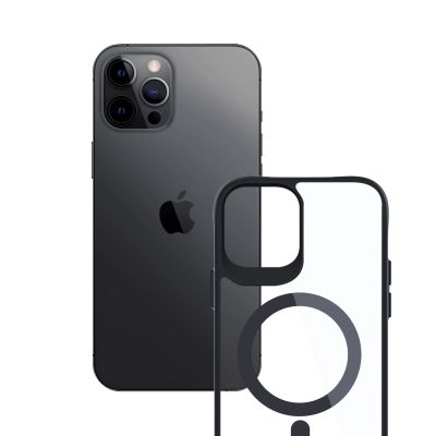 13. 3mk Satin Armor MagCase Hülle mit MagSafe für iPhone 12 Pro Max – transparent mit schwarzem Rahmen