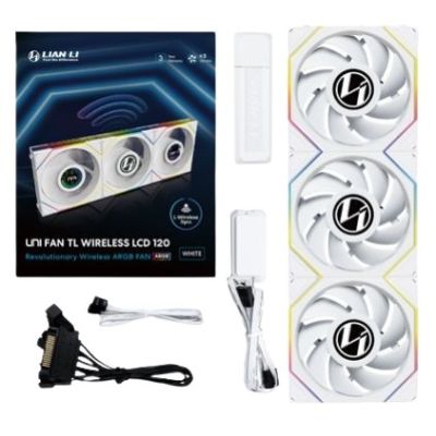 Lian Li UNI FAN TL Kabelloser LCD-Ventilator 120, 3er-Pack, weiß (12TLLCD1W3W)