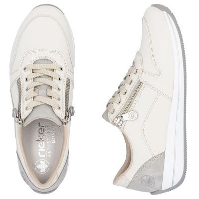 3. Cremefarbene Rieker N1100-80 Damen-Sportschuhe aus Leder
