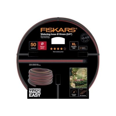 Fiskars 1027111 Gartenschlauch 50 m über dem Boden Schwarz, Rot