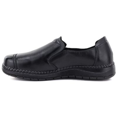 3. Bequeme Damen-Slipper aus Leder, schwarz, Vinceza 107241