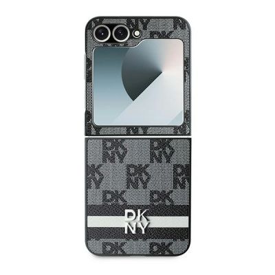 2. DKNY Checkered Pattern Printed Stripes Hülle für Samsung Galaxy Z Flip 6 – Schwarz