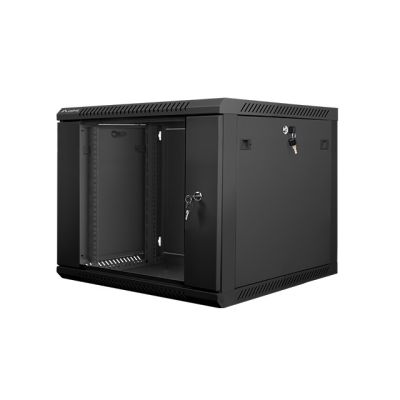 8. Lanberg WF01-6609-10B einteiliger Schrank (9 HE; 500 mm / 600 mm / 600 mm; Wandmontage; Glas; 19 Zoll; schwarz)