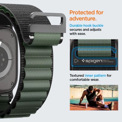 14. Armband Spigen WBF1 Armband für Apple Watch 44 / 45 / 46 / 49 mm - Schwarz und Grün