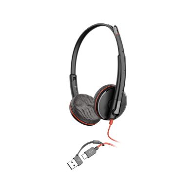 164. Poly Blackwire 3225 Stereo USB-C Headset + 3,5-mm-Klinkenstecker + USB-C/A-Adapter (Großpackung)