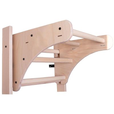 20. Turn-Wandbarren aus Holz und Metall mit 4 Griffen und passender Holzbank, 211 W