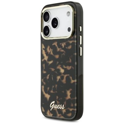 2. Guess IML Script Metal MagSafe Hülle für iPhone 17 Pro – Schwarz und Braun