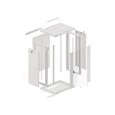 4. Lanberg WF01-6418-10S 18U Rack-Wandschrank, Grau