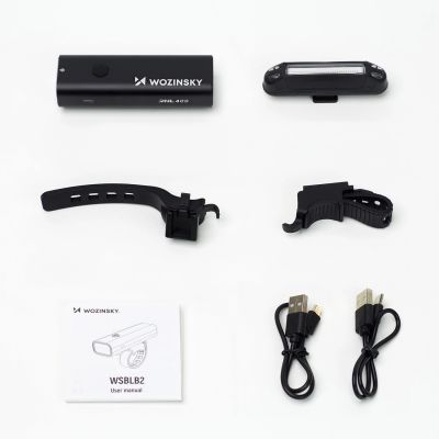 5. Wozinsky WSBLB2 USB-C Fahrradlicht-Set vorne (400 lm) und hinten, Schwarz
