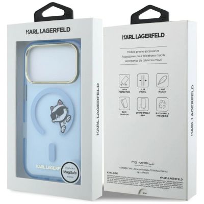 8. Karl Lagerfeld Peekaboo Logo MagSafe Hülle für iPhone 18 Pro / 17 Pro - hellblau