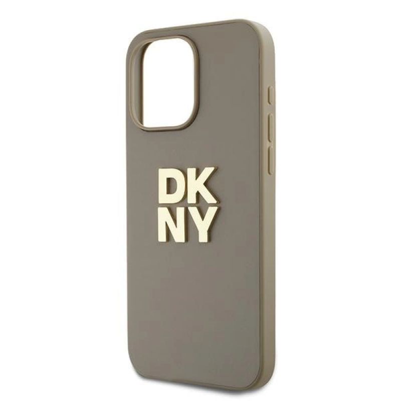 5. DKNY Wrist Strap Stock Logo Hülle für iPhone 15 Pro Max – Beige