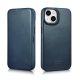 32. iCarer CE Oil Wax Premium Leather Folio Case iPhone 14 Plus magnetische Klapphülle MagSafe blau (AKI14220707-BU)