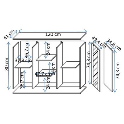 2. SOHO Kommode 120x41x80 Kaschmir+Schwarz