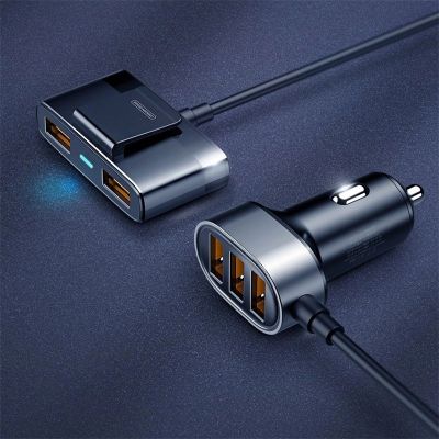 7. Joyroom Auto-Schnellladegerät 5x USB 6.2 A mit Verlängerungskabel schwarz (JR-CL03)