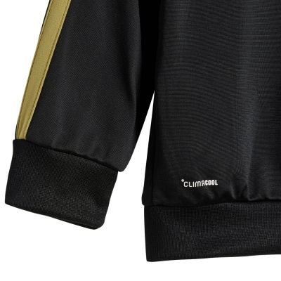 6. adidas Essentials Climacool Kinder-Trainingsanzug Schwarz und Gold JC8857