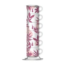 Bialetti Primavera Set mit 6 Espressotassen auf Ständer – Rosa