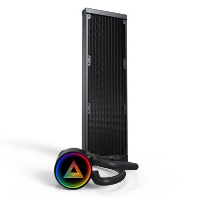 2. Montech LightFlow ARGB 360 All-in-One-Flüssigkeitskühler für Prozessoren, 12 cm, Schwarz, 1 Stück.