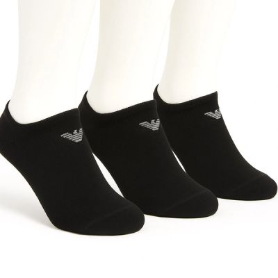 Emporio Armani Calza Knöchelsocken aus Baumwolle, schwarz, bequem, 3er-Pack
