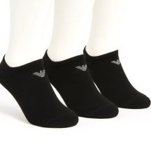 Emporio Armani Calza Knöchelsocken aus Baumwolle, schwarz, bequem, 3er-Pack