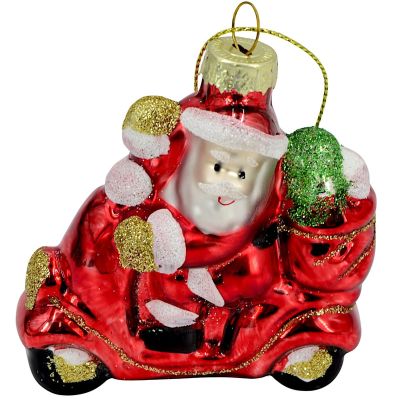 4. GLASKUGEL ALS FORMFIGUR WEIHNACHTSMANN AUF MOTORRAD SASKA GIFT & DECOR