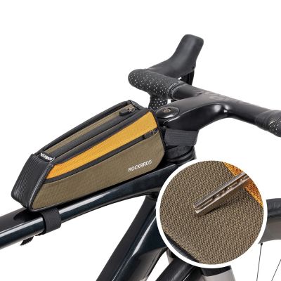 3. Rockbros 088 Oberrohr-Fahrradtasche 0,25 l – Grün und Orange