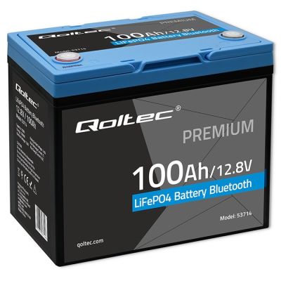 Qoltec LiFePO4 53714 Lithium-Eisenphosphat-Akku | 12,8 V | 100 Ah | 1280 Wh | Bluetooth | BMS