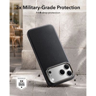 6. ESR Leder-Schutzhülle mit Ständer und MagSafe-Funktion für iPhone 18 Pro Max / 17 Pro Max – Schwarz