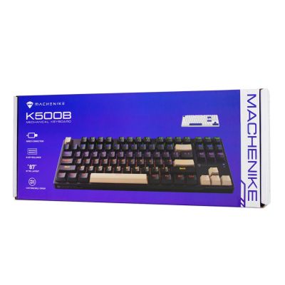 7. Machenike K500B-B87 Kabelgebundene mechanische Gaming-Tastatur mit Hintergrundbeleuchtung, rote Schalter - Weiß