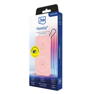 12. 3mk PastelUp Powerbank 10.000 mAh 22,5 W USB 1A1C - pink