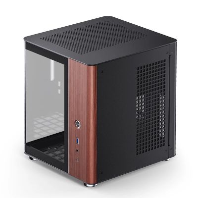 11. Jonsbo TK-0 PC-Gehäuse, Mini-Tower, Mini-ITX, gehärtetes Glas, Holz – schwarz