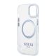 7. Guess Metal Outline MagSafe Hülle für iPhone 14 Plus – blau