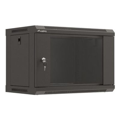 16. Wandmontierter Installationsschrank 19" 6U 540x350 schwarze Glastür LANBERG (Flat Pack)