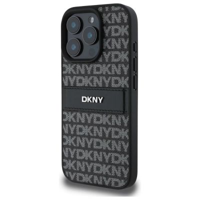 2. DKNY Texture Pattern Tonal Stripe Hülle für iPhone 16 Pro – Schwarz