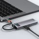 9. HUB Baseus Metal Gleam 6in1 USB-C - USB-C PD 100W 1x HDMI 4K 30Hz 3x USB-A 3.2 1x RJ45 - grau