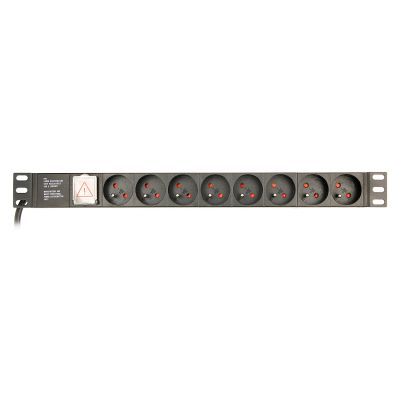 7. GEMBIRD Rack-Steckdosenleiste 19" PDU EG-PDU-014-FC14, 1U, 16 A, 8 französische Steckdosen, C14-Stecker, 3-m-Kabel