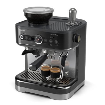 10. Philips PSA3218/10 Kaffeemaschine Barista Brew, 15 bar Pumpendruck, integrierter Milchaufschäumer, halbautomatisch, 1350 W, Schwarz