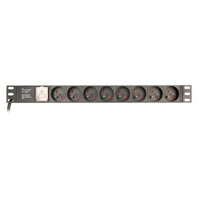 2. GEMBIRD 19-Zoll-Rack-Steckdosenleiste PDU EG-PDU-014-F, 1 HE, 16 A, 8 französische Steckdosen, Schuko-Stecker, 3-m-Kabel