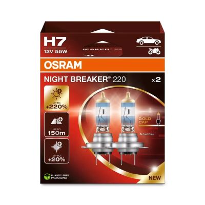 5. HALOGENLAMPE FÜR AUTO OSRAM NIGHT BREAKER 220 H7 2 Stück.