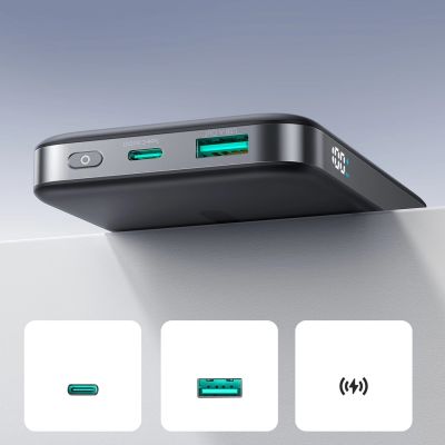 12. Joyroom JR-PBM12 Powerbank 10000 mAh 22,5 W MagSafe-kompatibel, 15 W kabelloses Laden, mit Ringbasis – Schwarz