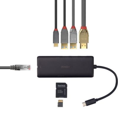5. Lindy 43358 Dockingstation, kabelgebunden, USB 3.2 Gen 1 (3.1 Gen 1), Typ-C, Schwarz