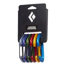Black Diamond Litewire Rackpack Verriegelungsverschluss D-förmig, Stahl, Blau, Grün, Rot, Gelb, 6er-Pack